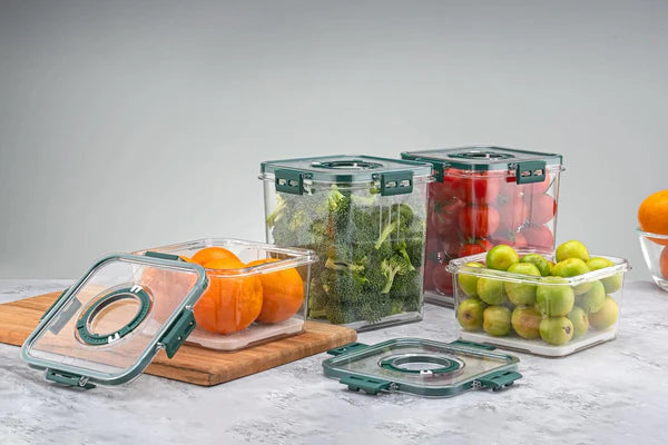 Fridge Storage Container with Time keeping on Top Lid