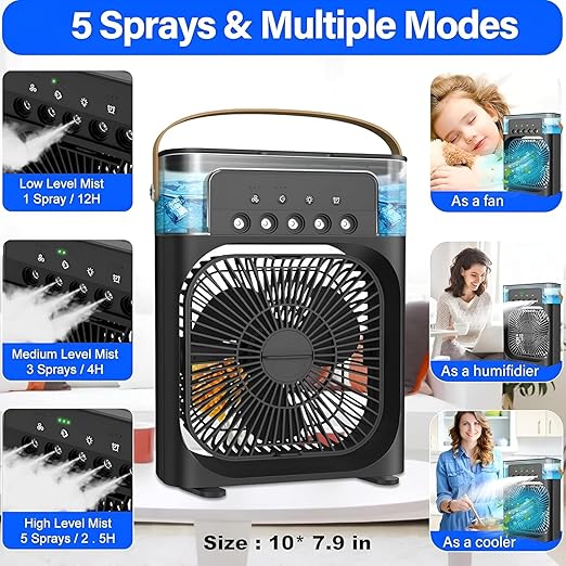 Portable-Air-Conditioner-Small-Air-cooler-Usb-Power-Mini-Desktop-Cooling-Misting-fan-1/2/3-Timer-With-speed-360-Adjustable-For-Office-Room-Desk