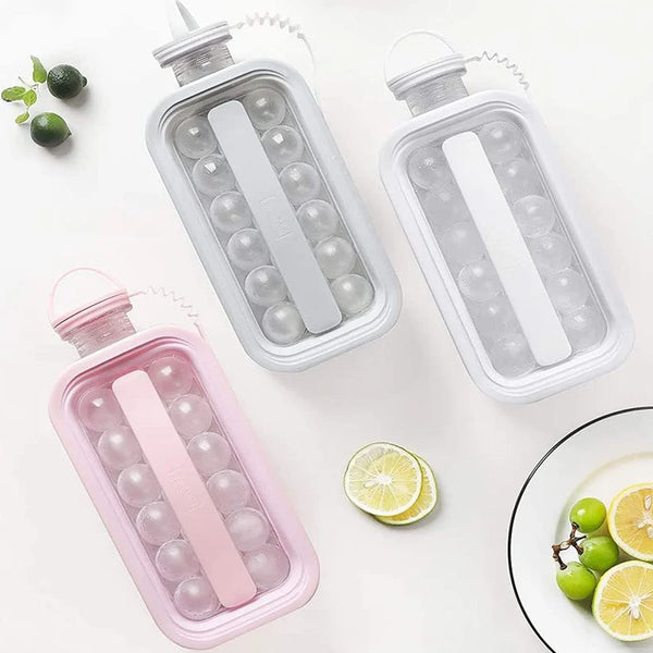 Ice Cube Trays 2 in 1 Portable Ice Ball Maker,17 Round ice Cube Mold (17pc)